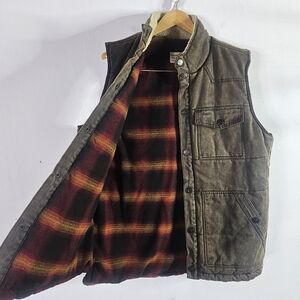 Cody James Mens Size Large Oil Slick Snap Vest Jacket Flannel Wool Lined Jacket